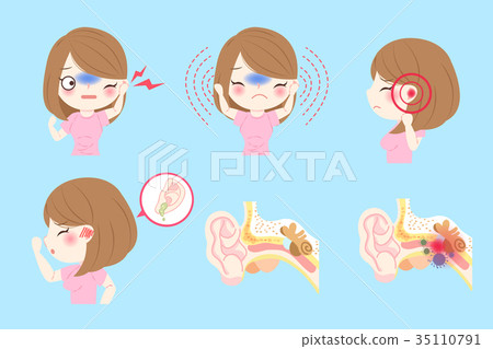 woman with otitis media woman with otitis media 35110791