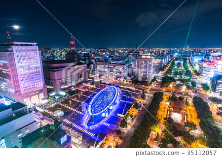 爱知县 名古屋荣的夜景 图库照片