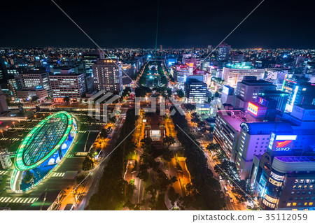 爱知县 名古屋荣的夜景 图库照片