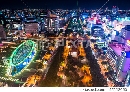 爱知县 名古屋荣的夜景 图库照片