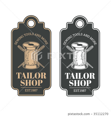 Tailor shop vintage emblem or signage vector 35112270