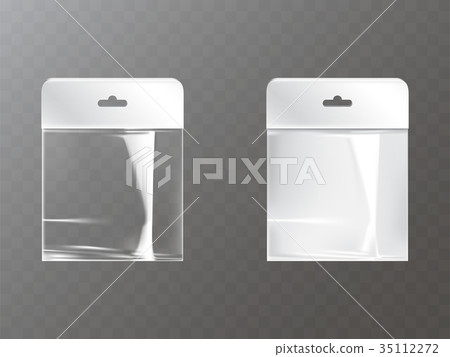 Plastic packets with hand hole realistic vector 35112272