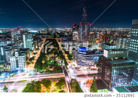<<Aichi Prefecture>> Night view of Sakae, Nagoya 35112691