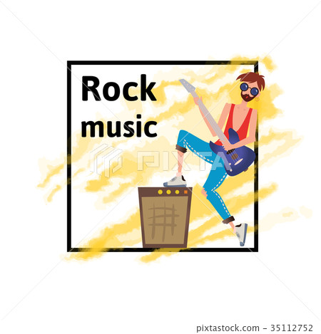A young man playing the guitar. Rock musician A young man playing the guitar. Rock musician 35112752