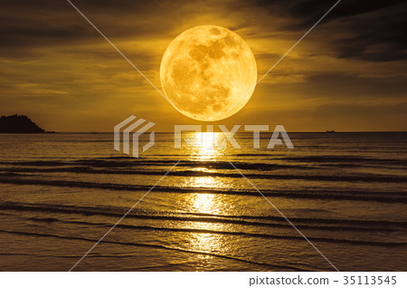 Super moon. Colorful sky with cloud and full moon. 35113545