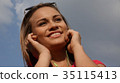 Woman Listening To Music 35115413