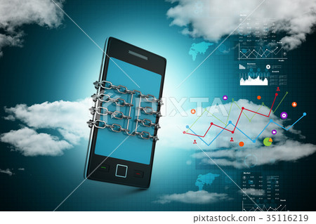 Smart phone with chain, safety concept Smart phone with chain, safety concept 35116219