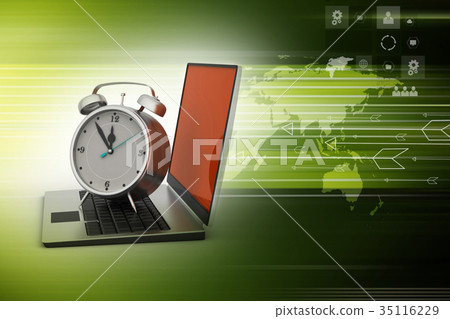 Laptop with alarm clock 35116229