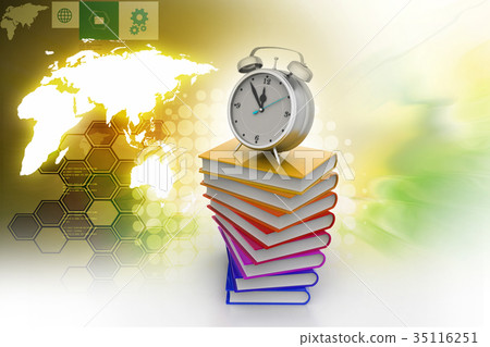 Alarm clock on books Alarm clock on books 35116251