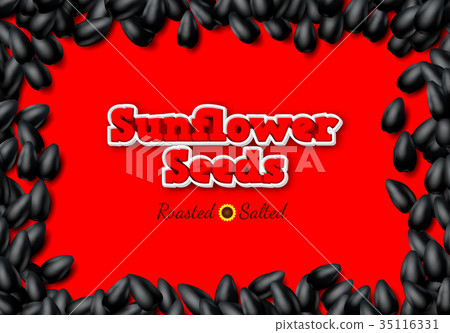 Sunflower seeds background with heap of black Sunflower seeds background with heap of black 35116331