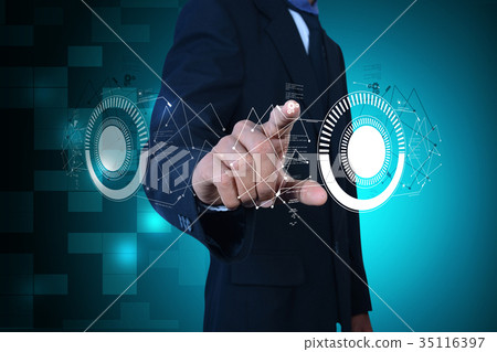 Smart hand showing futuristic technology 35116397