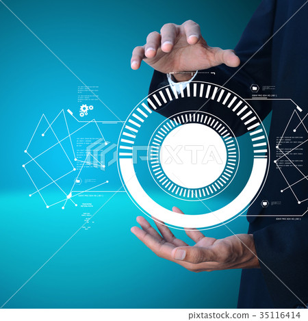 Smart hand showing futuristic technology Smart hand showing futuristic technology 35116414