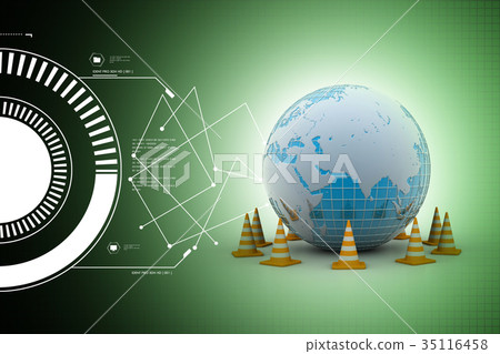 Globe and traffic cone Globe and traffic cone 35116458