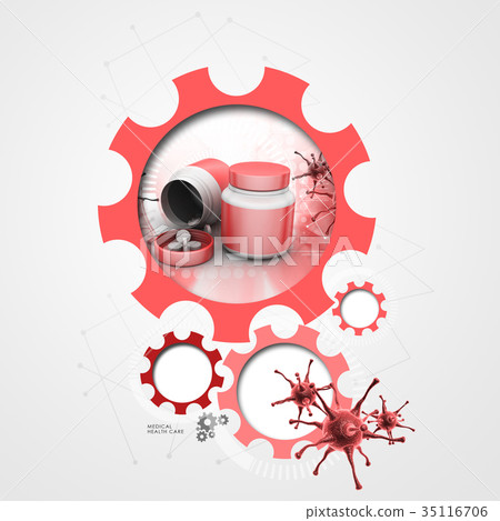 medicine bottle and pills 35116706