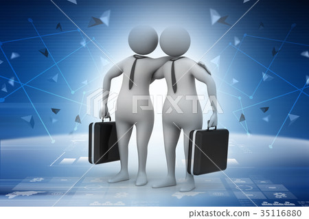 Two business people with briefcase 35116880