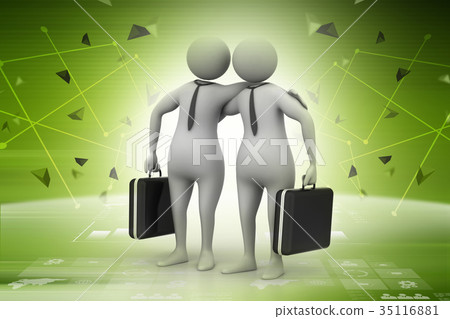 Two business people with briefcase Two business people with briefcase 35116881