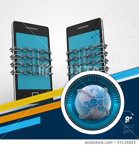 Smart phone with chain, safety concept Smart phone with chain, safety concept 35116883