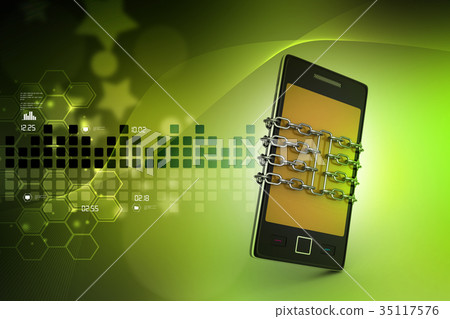 Smart phone with chain, safety concept Smart phone with chain, safety concept 35117576