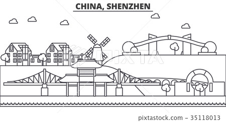China, Shenzhen architecture line skyline China, Shenzhen architecture line skyline 35118013