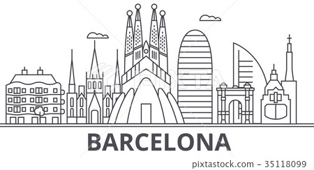 Barcelona architecture line skyline illustration Barcelona architecture line skyline illustration 35118099
