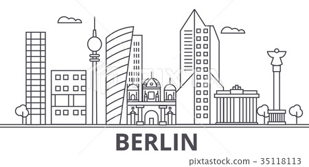 Berlin architecture line skyline illustration 35118113