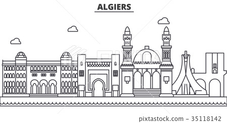 Algiers architecture line skyline illustration 35118142