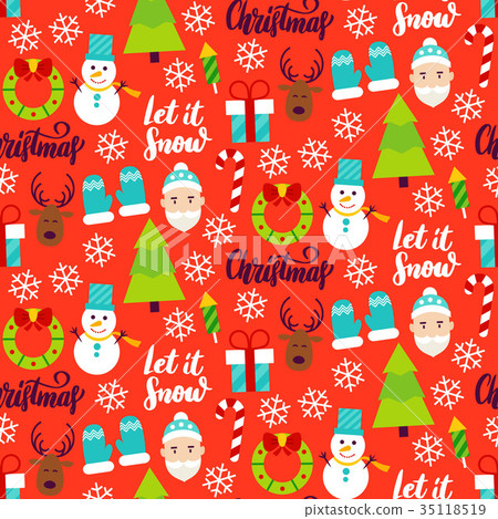 Merry Christmas Seamless Pattern - Stock Illustration [35118519] - PIXTA