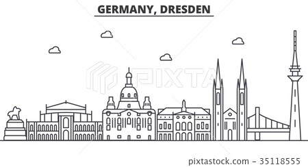 Germany, Dresden architecture line skyline Germany, Dresden architecture line skyline 35118555