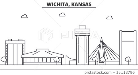 Kansas, Wichita architecture line skyline 35118796