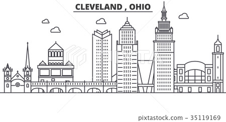 Ohio Cleveland architecture line skyline 35119169