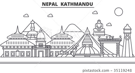 Nepal, Kathmandu architecture line skyline 35119248