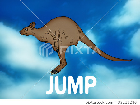 Kangaroo Jumping To The Blue Sky Stock Illustration 35119286 Pixta