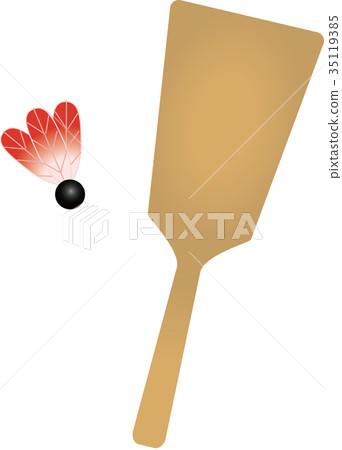 羽毛球拍和紅色羽毛 35119385