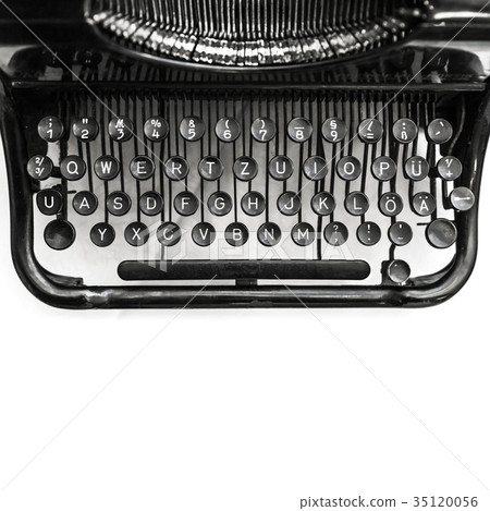 Old manual typewriter machine, top view Old manual typewriter machine, top view 35120056