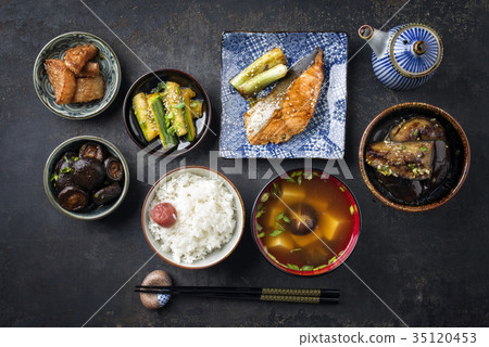 Traditional Japanese dish with Fish Teriyaki Traditional Japanese dish with Fish Teriyaki 35120453