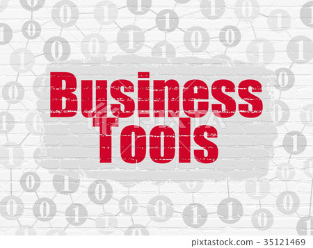 Finance concept: Business Tools on wall background 35121469
