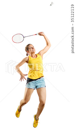 Young woman badminton player (ver with shuttlecock) 35122119