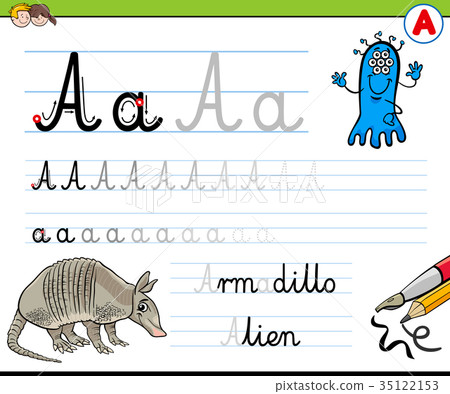 how to write letter A worksheet for kids 35122153