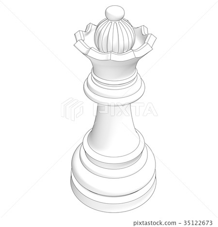 Chess Set Game Pieces Line Drawing 3D Stock Vector - Illustration