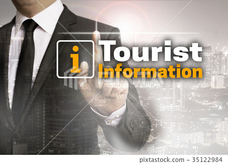 Tourist information is shown by businessman concept Tourist information is shown by businessman concept 35122984