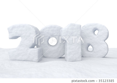 New Year 2018 snow text on snow 35123385