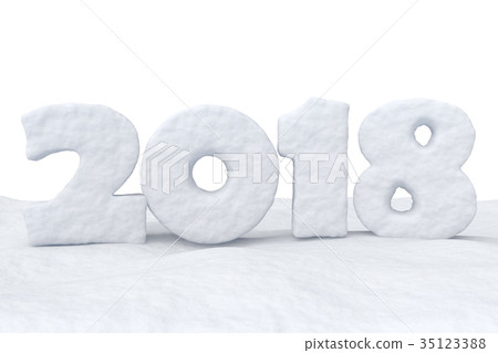 2018 New Year snow text on snow 2018 New Year snow text on snow 35123388