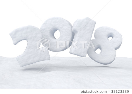 New Year 2018 snow text over snow surface 35123389