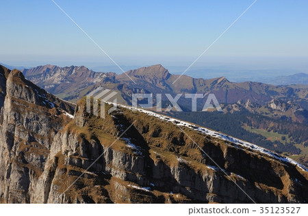 Peak of the Churfirsten and Grosser Speer. Peak of the Churfirsten and Grosser Speer. 35123527