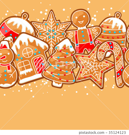 Merry Christmas seamless pattern with various - Stock Illustration ...