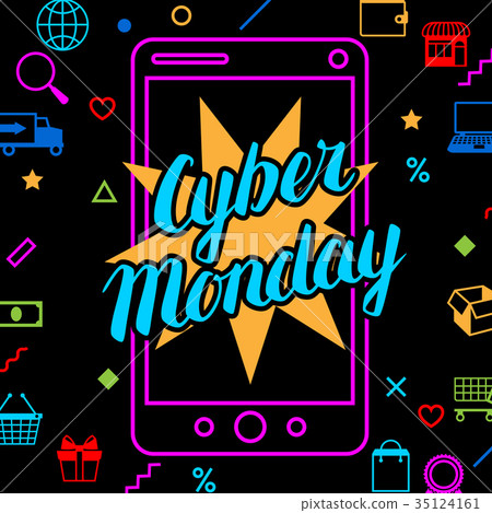 Cyber monday sale background. Online shopping and 35124161