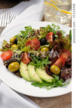Summer Salad - With avocado, olives, tomatoes Summer Salad - With avocado, olives, tomatoes 35124406