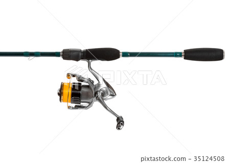 Rod spinning on the white background. 35124508