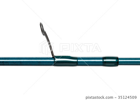 Fishing rod with a reel isolated on white 35124509