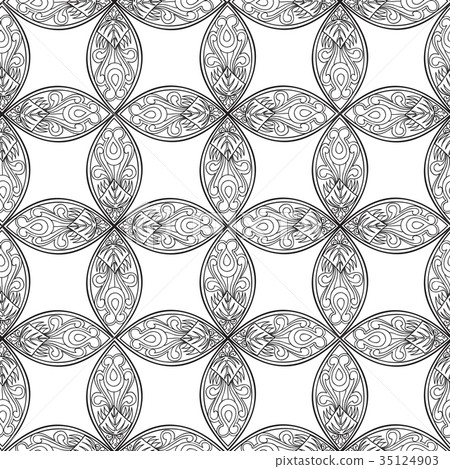 Floral tiled pattern. Orient ornamental background 35124903